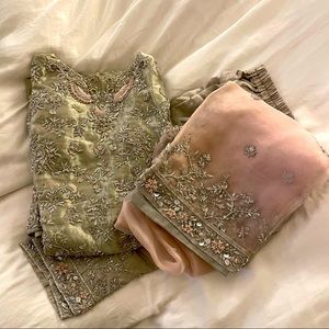 Worn once intricate hand work indian suit